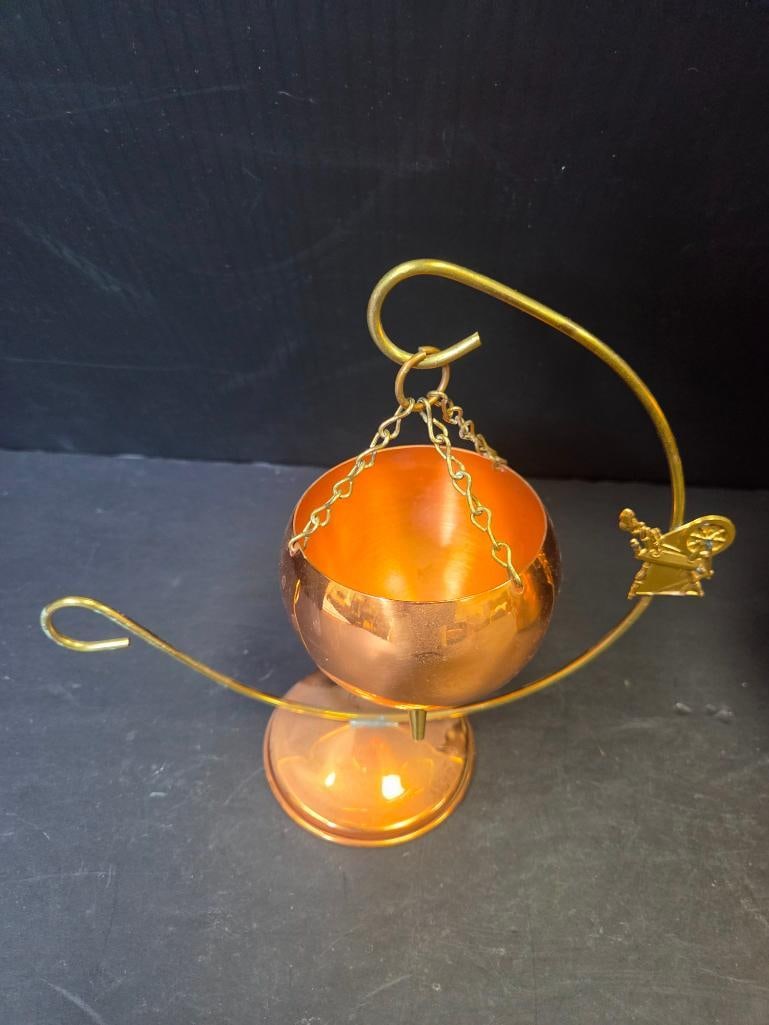 Copper Warming Stand and Lidded Pot - 4
