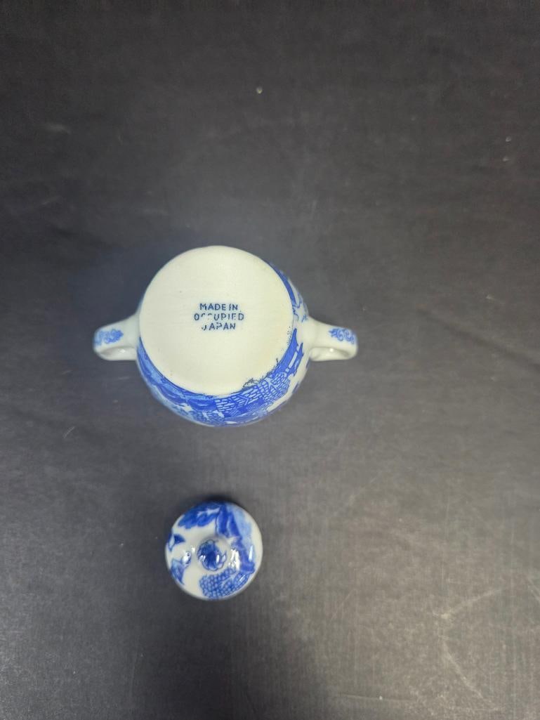 Blue Willow Pattern Luncheon Set, Large Grouping - 12
