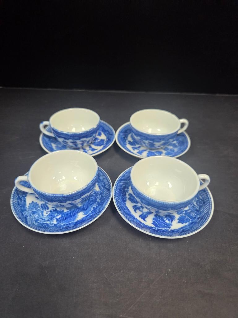 Blue Willow Pattern Luncheon Set, Large Grouping - 17