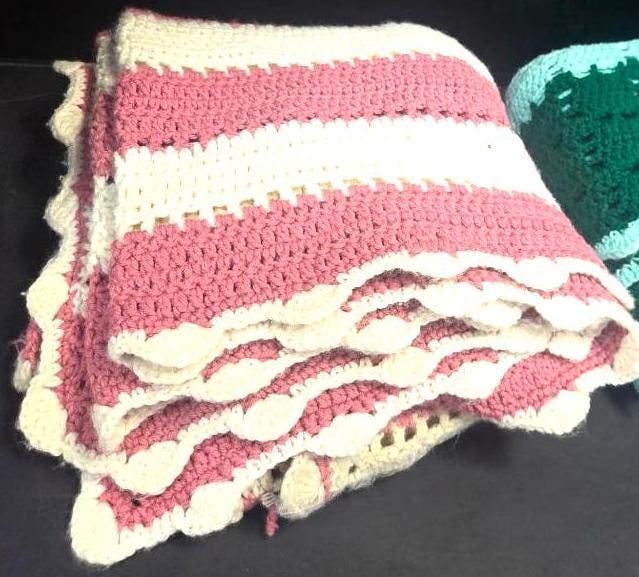 Crochet Afghan Blankets, Pair - 2