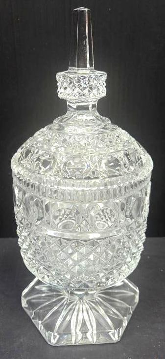 Cut Crystal Hexagonal Covered Candy Dish (1 of 4)