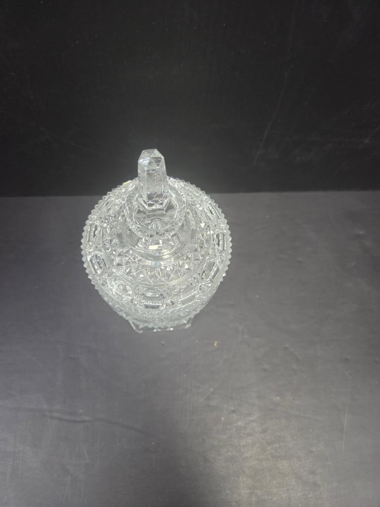 Cut Crystal Hexagonal Covered Candy Dish - 2