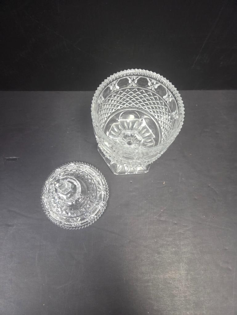 Cut Crystal Hexagonal Covered Candy Dish - 3