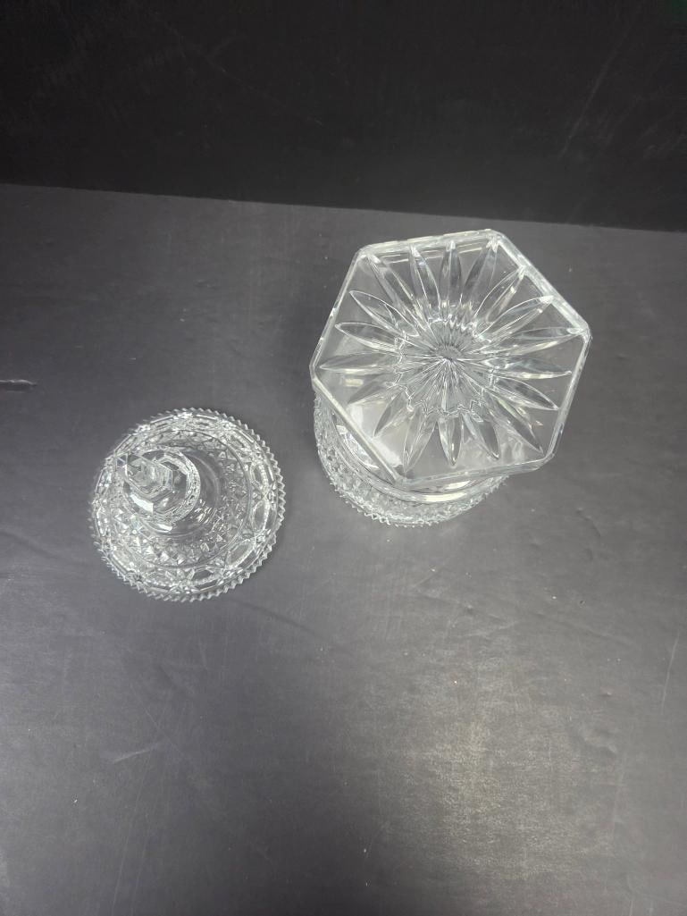 Cut Crystal Hexagonal Covered Candy Dish - 4
