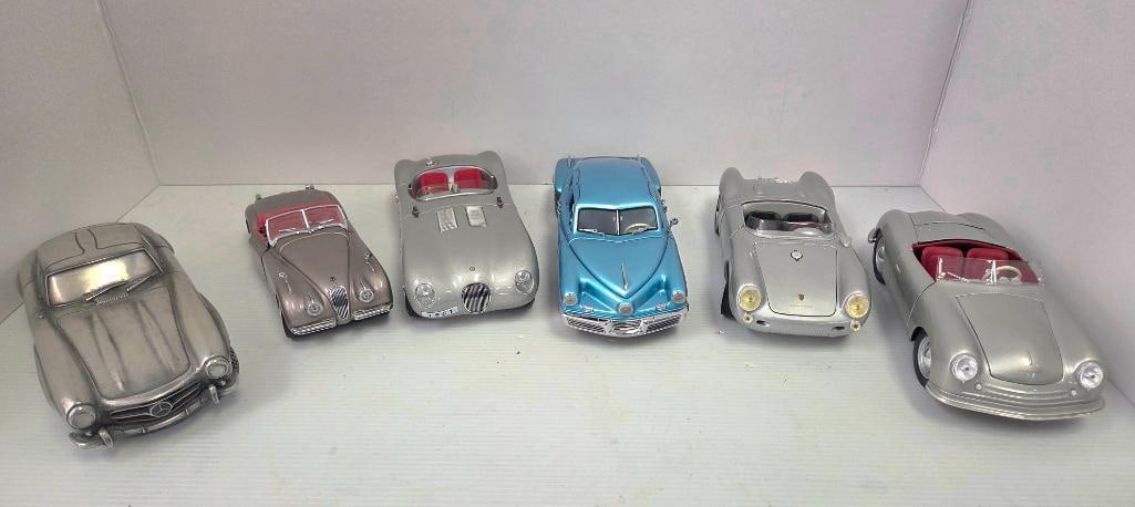 Collection of Six Silver/Blue Precision Diecast Sports and Vintage Cars (1 of 12)