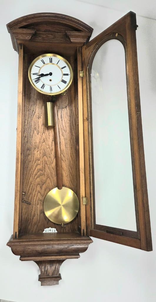 Oak Vienna-Style Regulator Wall Clock - 4