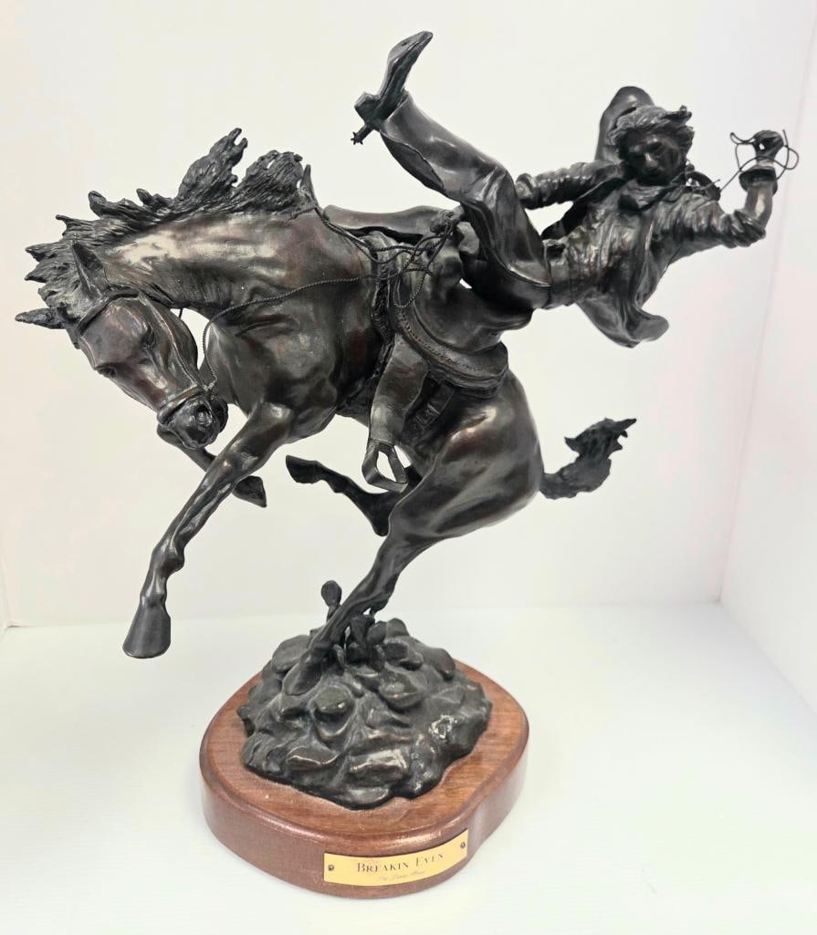 "Breakin Even" Bronze Bucking Bronco Sculpture by Jerre Hood (1 of 4)