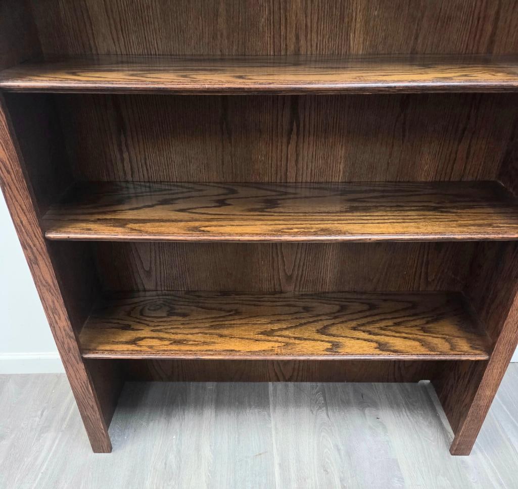 Oak Open Bookcase with Molded Cornice - 2