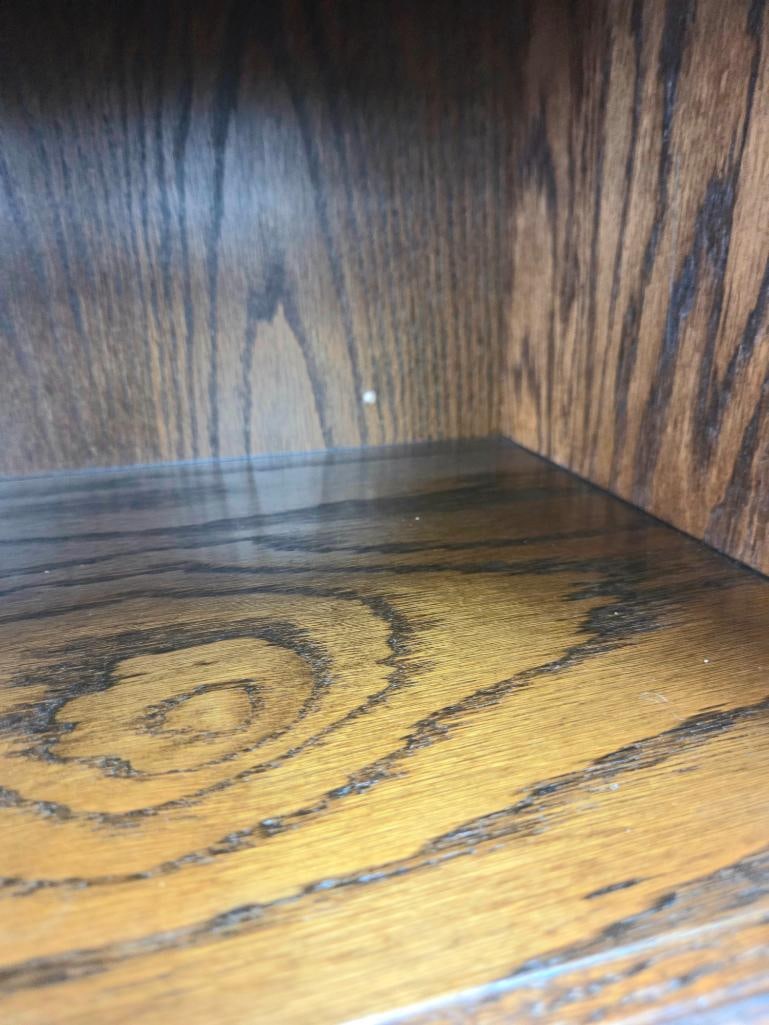Oak Open Bookcase with Molded Cornice - 5