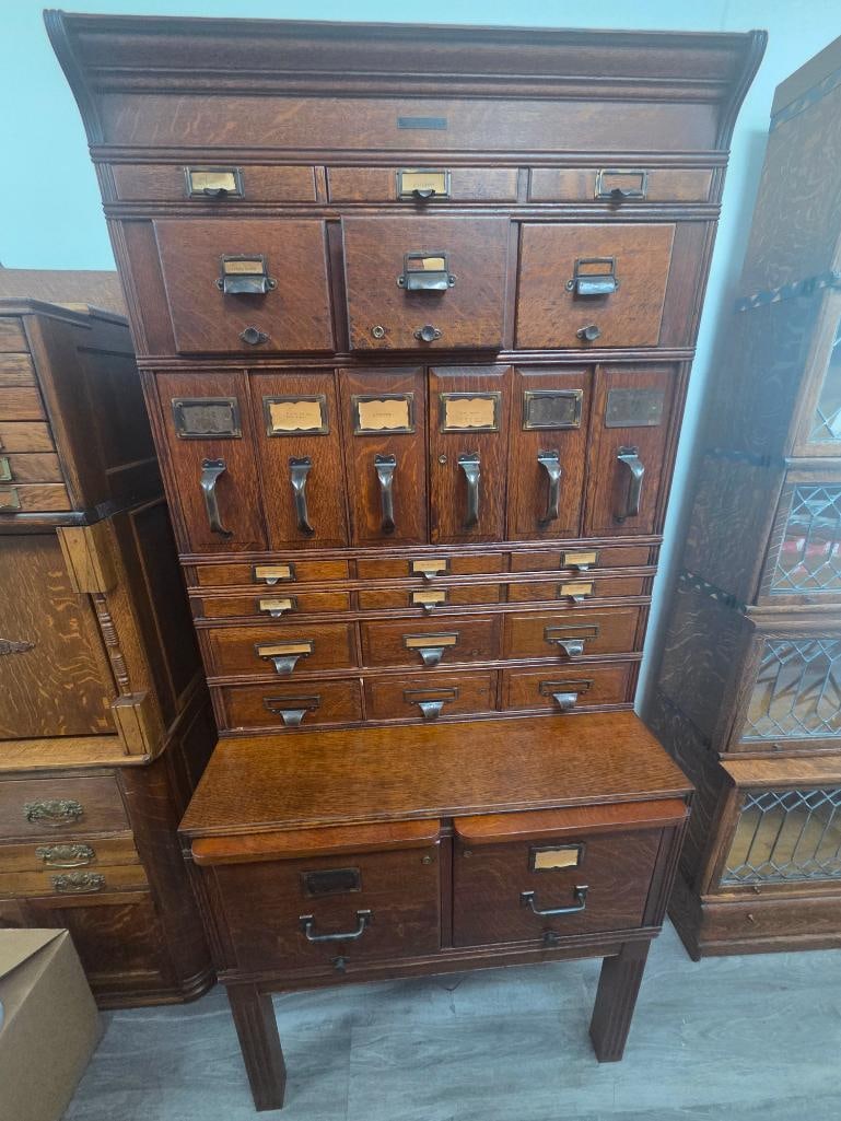 Large Antique Oak Multi-Drawer Filing/Specimen Cabinet (1 of 9)