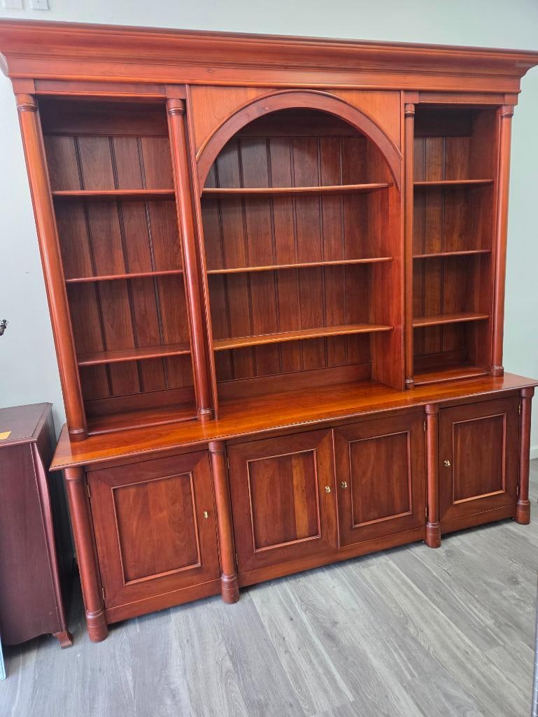 Cherry Breakfront Bookcase Hutch with Arched Center Bay (1 of 7)