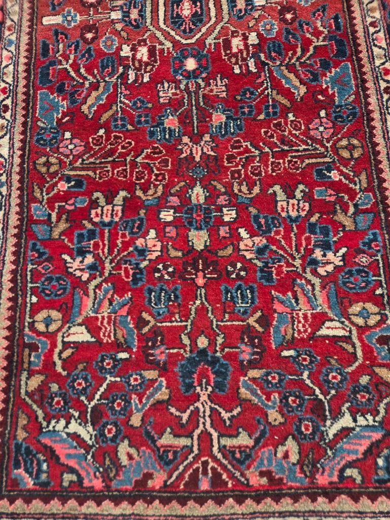 Red Persian-Style Wool Runner Rug - 2