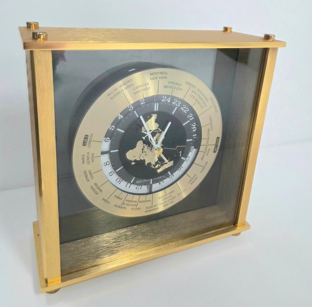 Seiko Brass World Time Quartz Desk Clock (1 of 3)