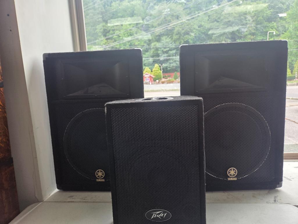 Pair of Yamaha S115V PA Speakers with a Peavey PVi 10 Speaker (1 of 8)