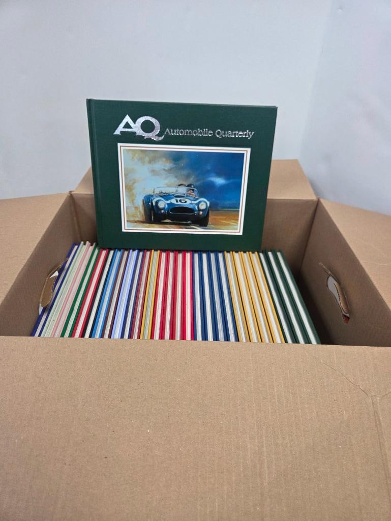 Box of Approximately 28 "Automobile Quarterly" Hardcover Volumes (Green Cover Set) (1 of 2)