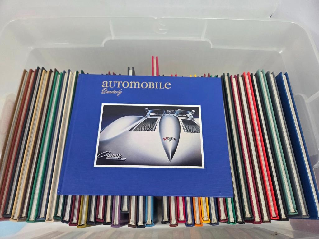 Bin of Approximately 40 "Automobile Quarterly" Hardcover Volumes (Blue Corvette Cover Set) (1 of 3)