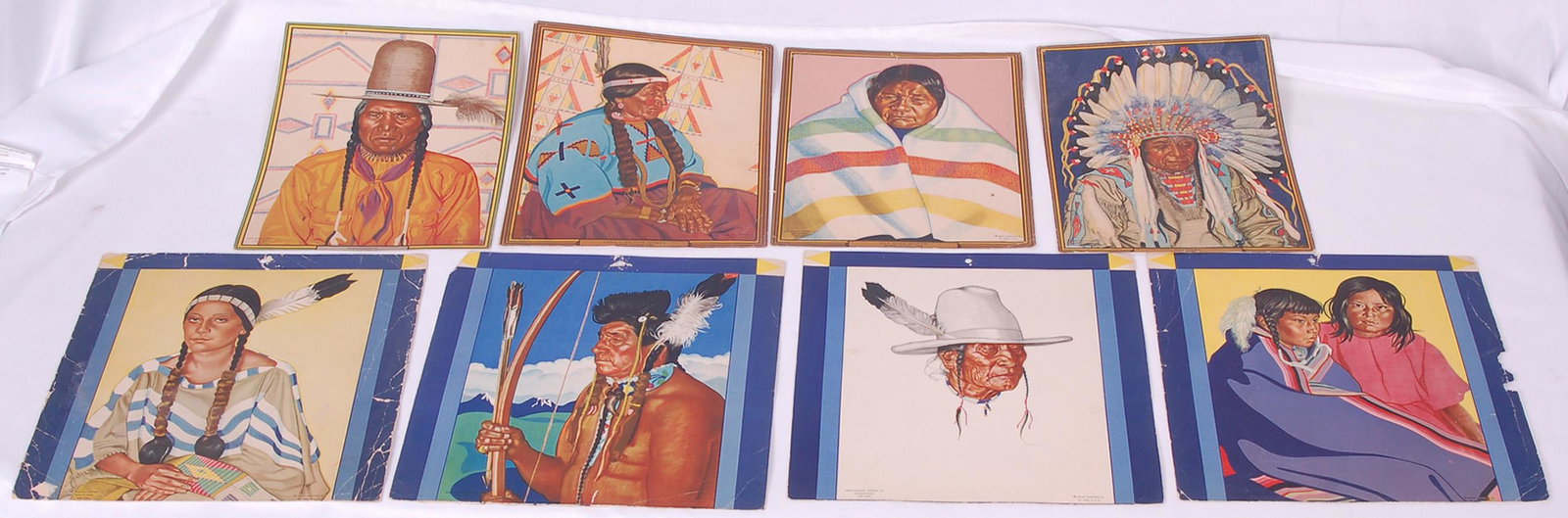 Group of eighteen Winold Reiss Native American Indian: Group of eighteen Winold Reiss Native American Indian prints from Great Northern Railway calendars Group of eighteen Winold Reiss Native American Indian prints cut from Great Northern Railway calendar