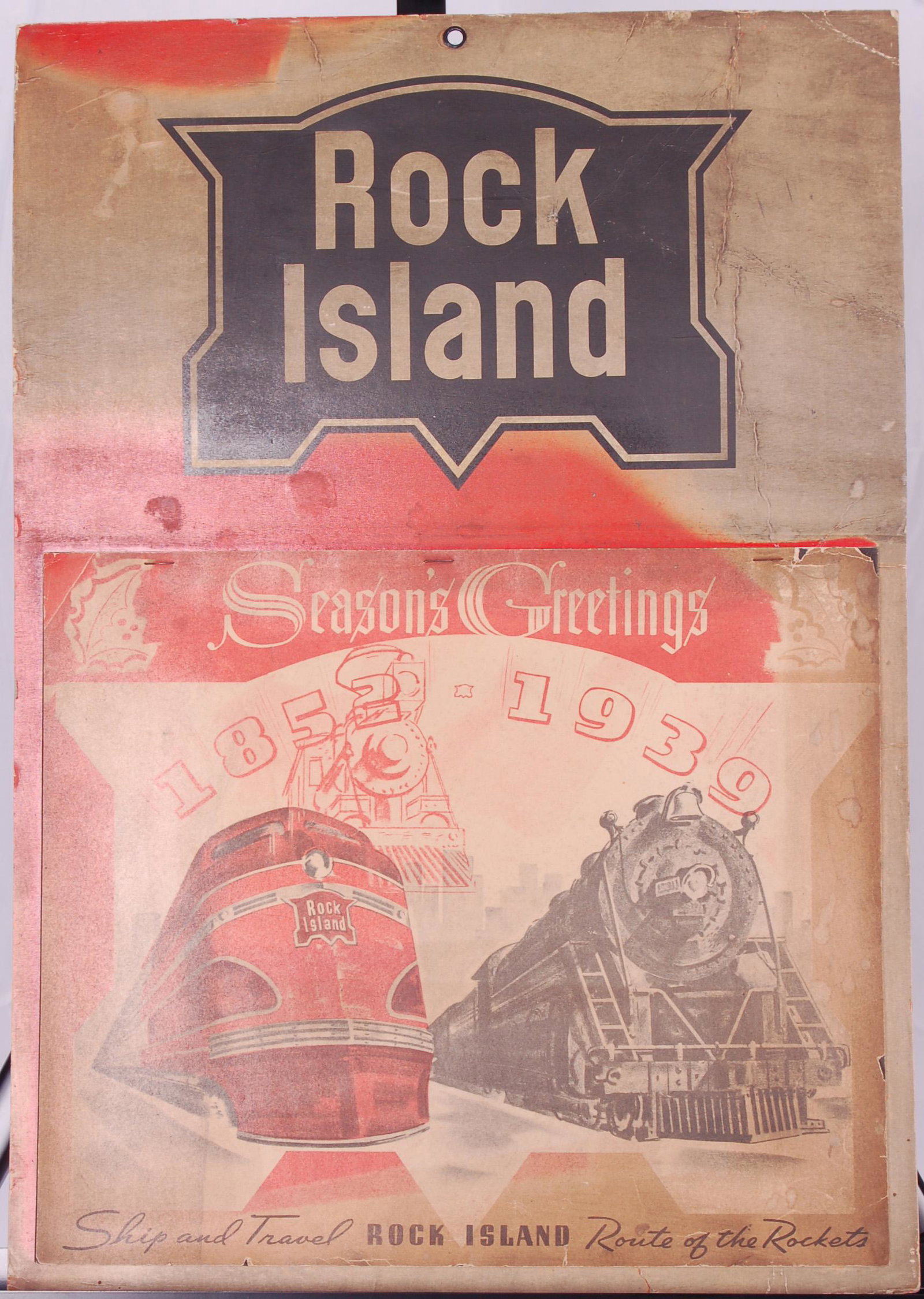 Rock Island Railroad 1939 Unused Calendar: Rock Island Railroad 1939 Unused Calendar Rock Island Railroad 1939 Unused Calendar. Complete with all sheets and the cardboard backer is complete as well. No major rips or tears. Some creasing on the