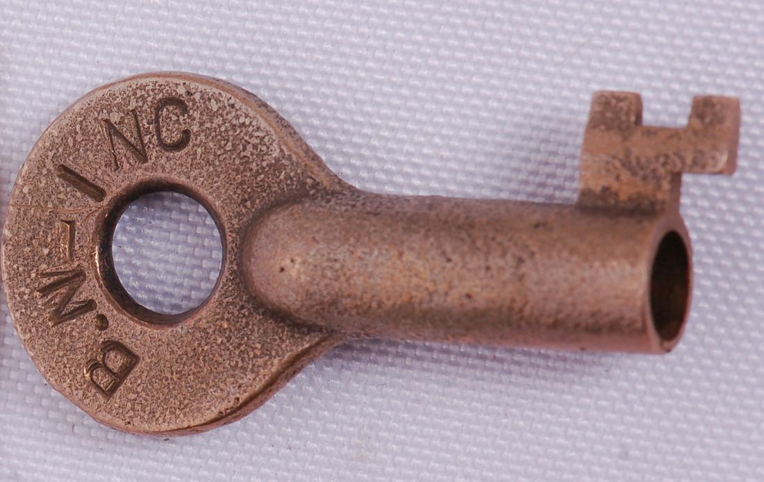 Burlington Northern Railroad Adlake Switch Lock Key: Burlington Northern Railroad Adlake Switch Lock KeyBurlington Northern Railroad Adlake Switch Lock Key. Stamped with B.N-INC on the front with faint Adlake on the reverse.