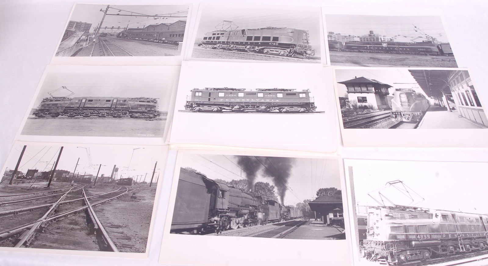 54 8 1/2" x 10 1/2" black and white railroad photos -: 54 8 1/2" x 10 1/2" black and white railroad photos - Pennsylvania Electric and Diesel locomotives and electrical structures and moreGroup of Forty Five 8 1/2" x 10 1/2" black and