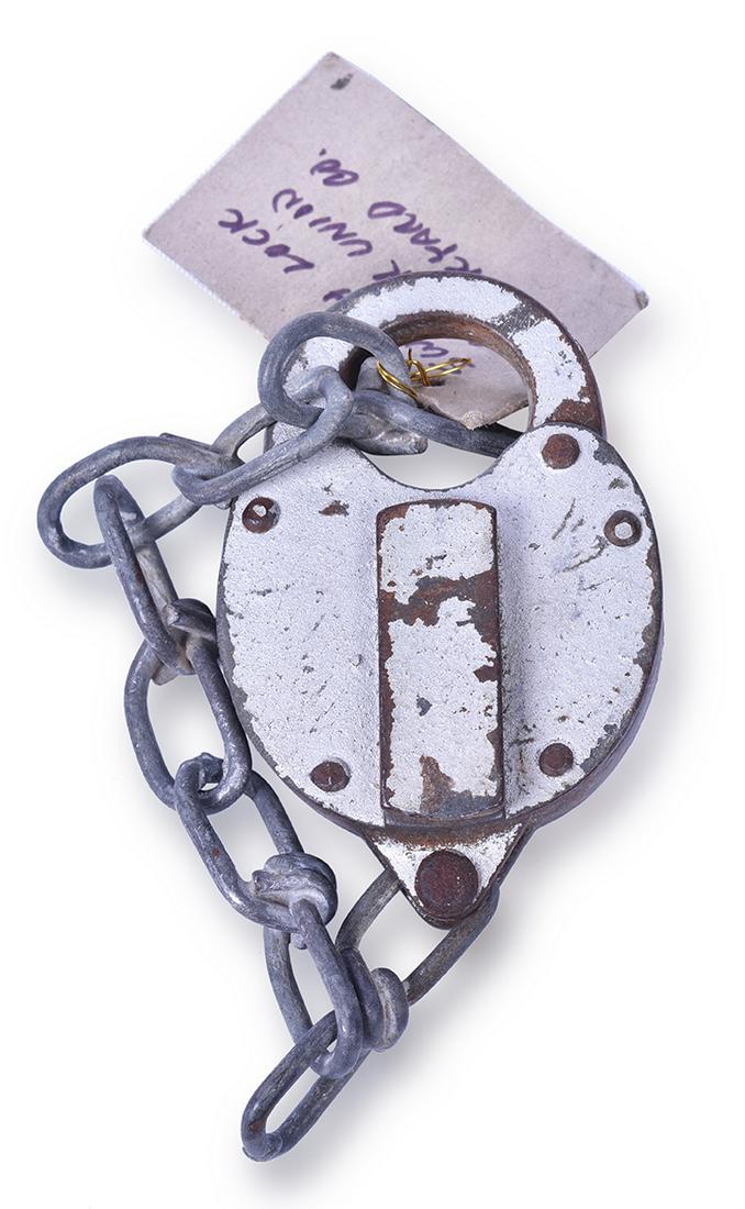 Denver Union Stockyards Wilson Bohannon Lock: Denver Union Stockyards Wilson Bohannon Lock Denver Union Stockyards Wilson Bohannon Lock. Lock body painted silver w/ DUSY CO stamped on one side of the clasp, the other side does appear to have stam