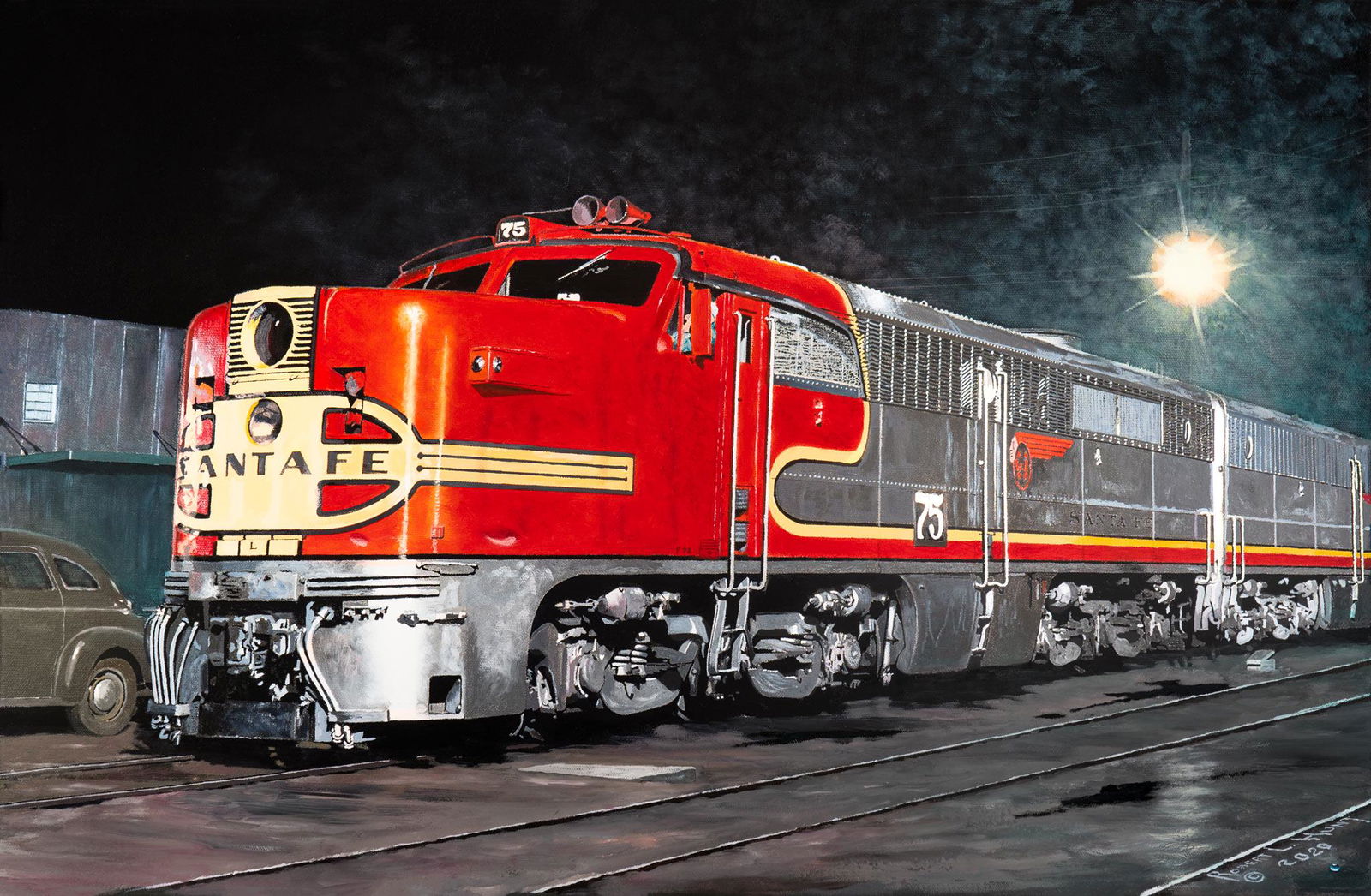 Robert L. Hunt, Night Shift, Framed oil on canvas, 18" (1 of 1)