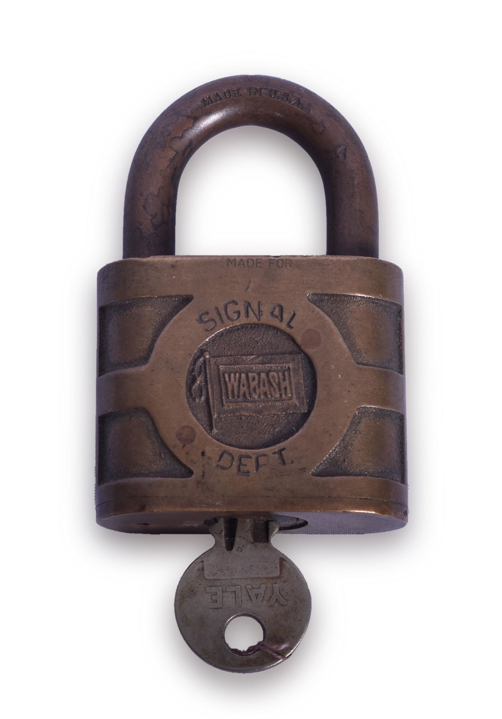 Yale Wabash Railroad Brass Signal Dept. Lock w/ Key (1 of 2)