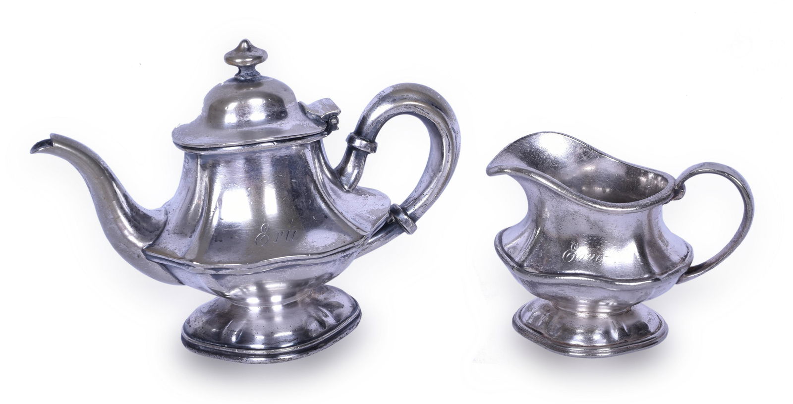 Erie Railroad Soldered Silver Tea Pot & Creamer (1 of 7)