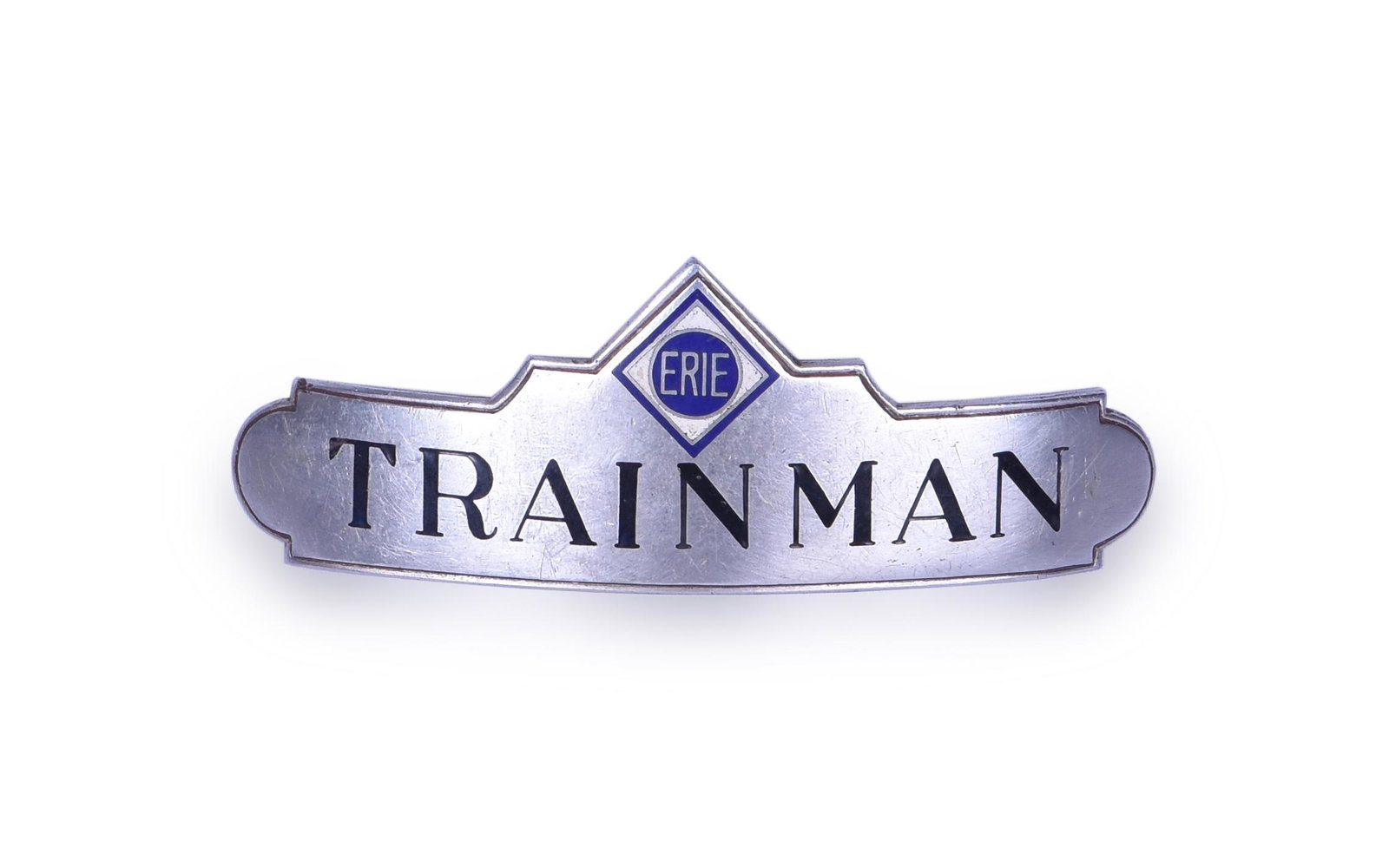 Erie Railroad Trainman Hat Badge - Blue & Black Enamel (1 of 2)