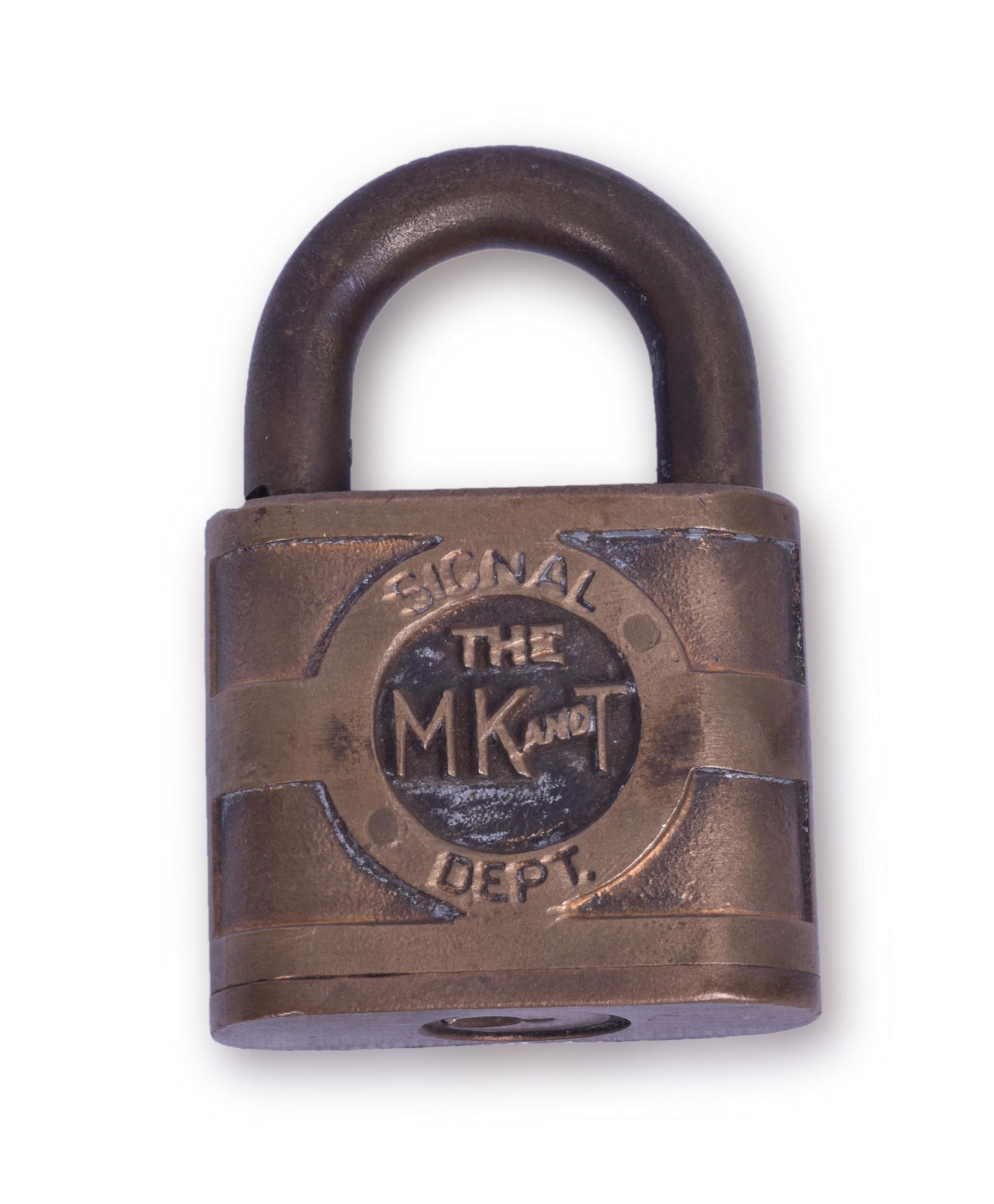 Missouri, Kansas, and Texas Railroad Yale Signal: Missouri, Kansas, and Texas Railroad Yale Signal Department Lock Missouri, Kansas, and Texas Railroad Yale Signal Department Lock. Lock body is cast with The MK and T herald along with Signal Dept. on