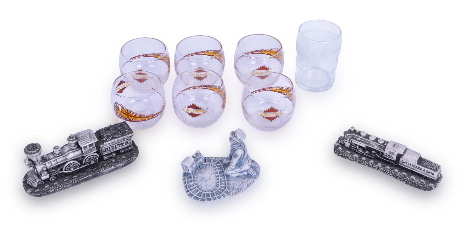 Group of Misc. Railroadiana; Illinois Central cocktail (1 of 8)