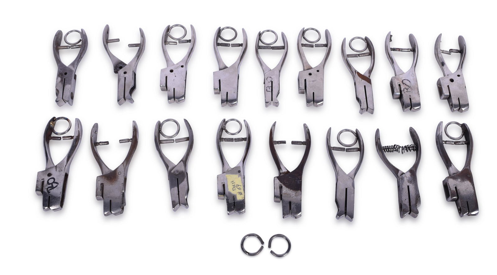 Group of Sixteen Broken Railroad Ticket Punches -: Group of Sixteen Broken Railroad Ticket Punches - Chicago, South Shore, & South Bend Railroad No manufacturer or railroad markings. All have missing springs or other moderate defects. See photos for b