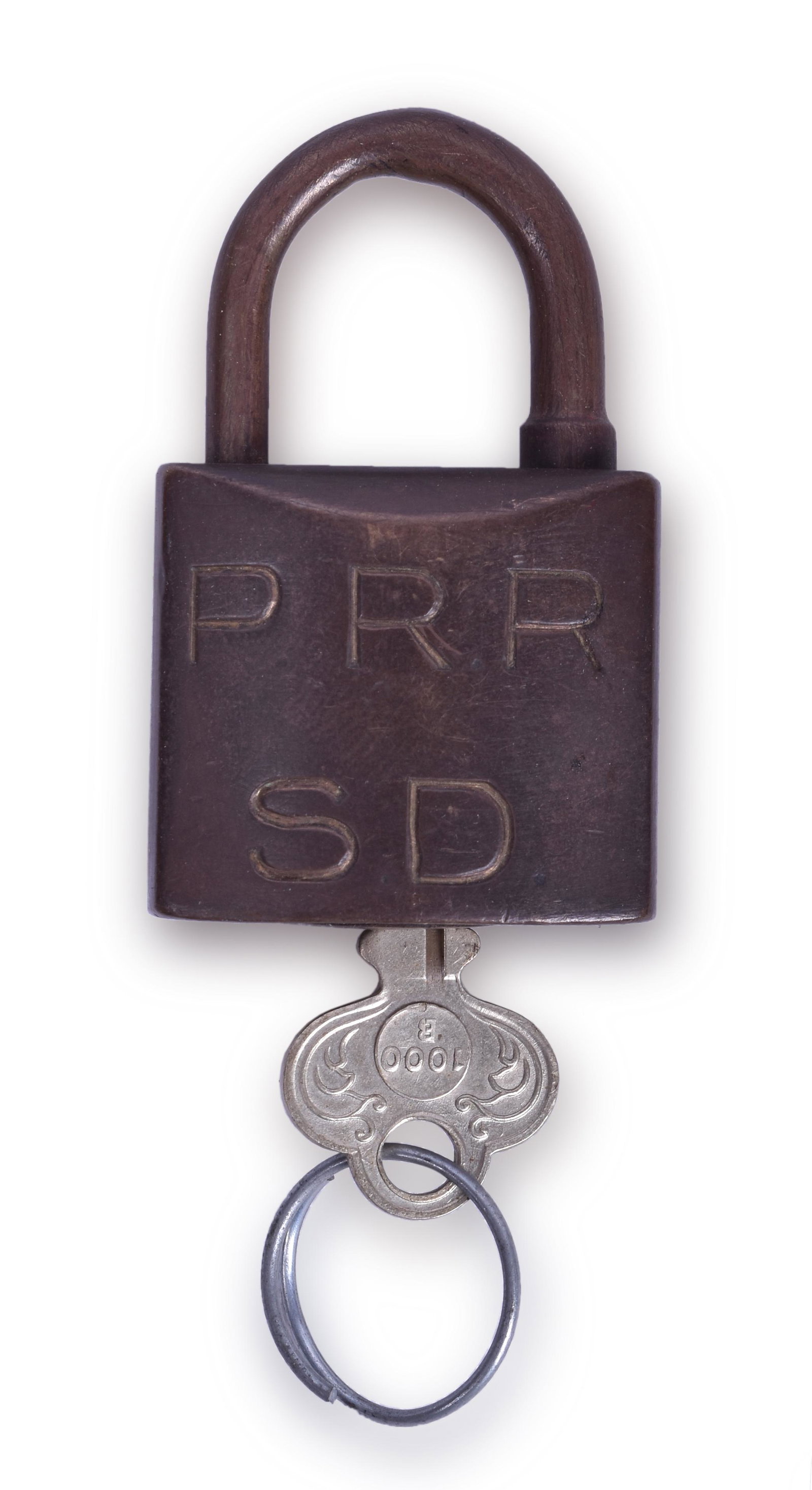 Pennsylvania Railroad ILCO Signal Department Brass Lock: Pennsylvania Railroad ILCO Signal Department Brass Lock Lock is stamped with PRR SD on the front of the body, and 5A on the underside of the lock. An ILCO key is also included which does operated the 