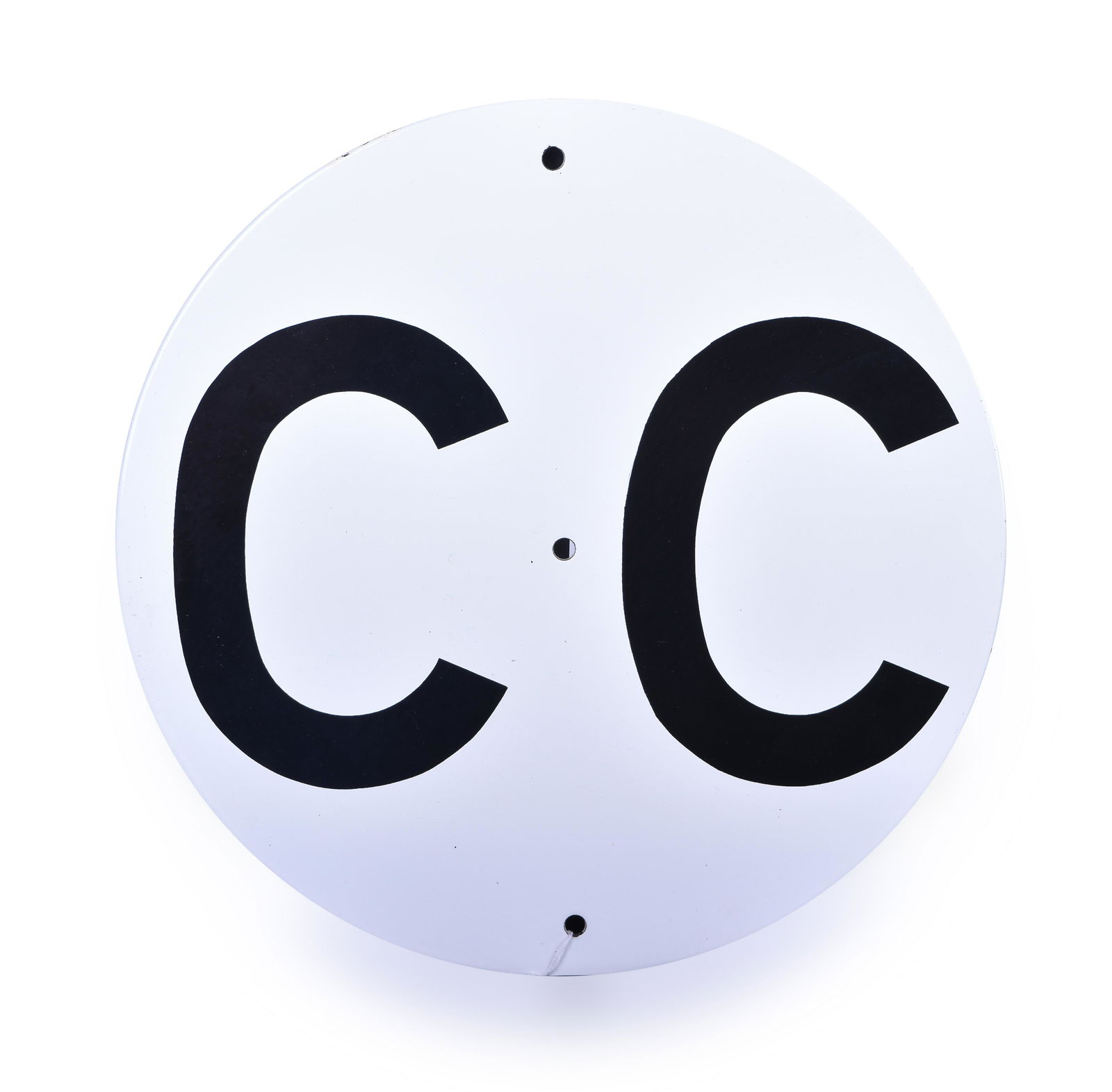 New Old Stock 15" Diameter "CC" Porcelain Railroad Sign (1 of 2)