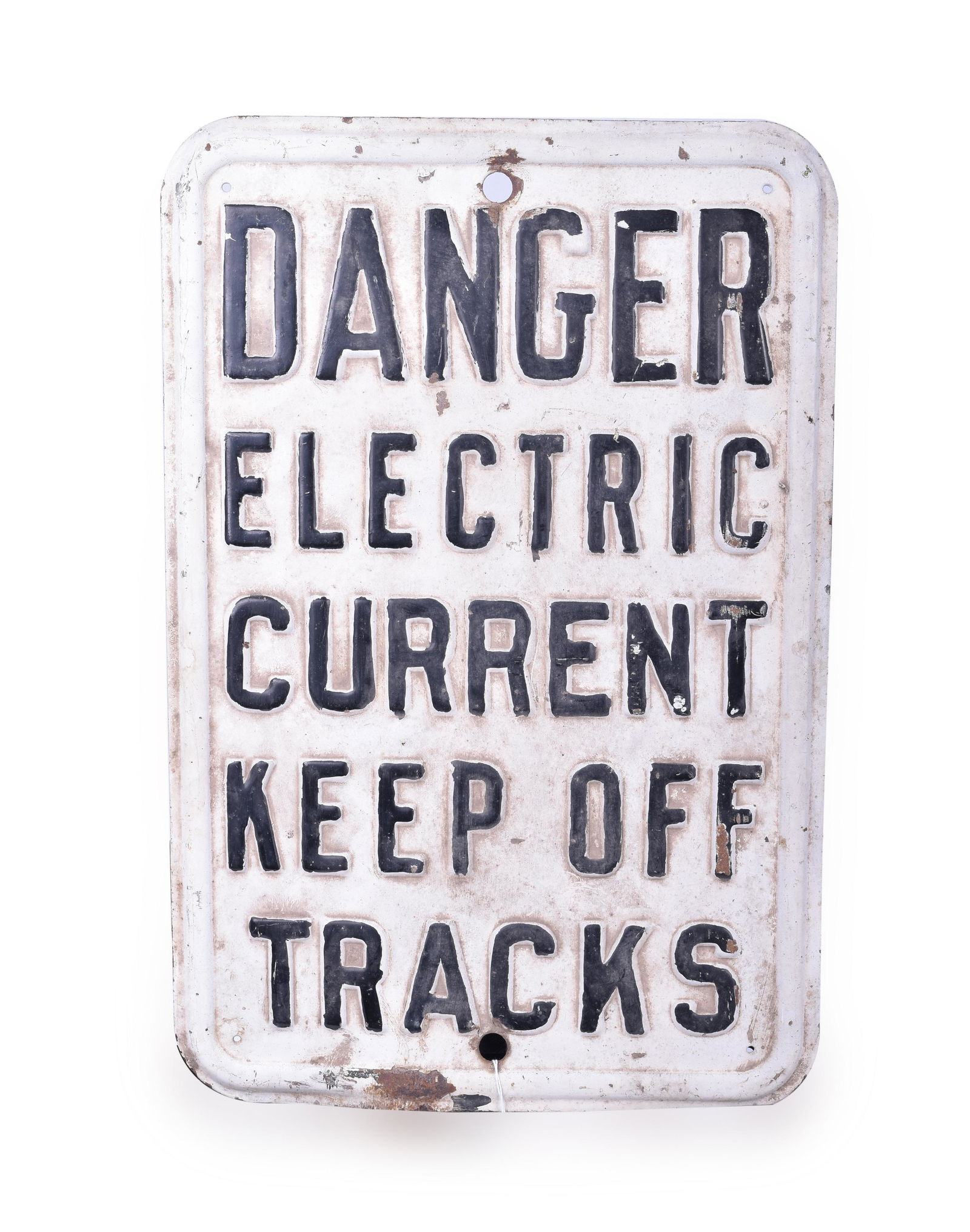 Danger Electric Current Embossed Metal Railroad Sign (1 of 2)