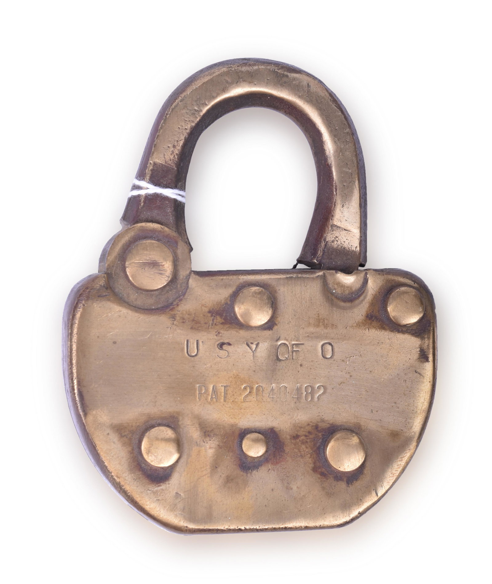 Adlake Brass Union Stock Yards of Omaha Lock: Adlake Brass Union Stock Yards of Omaha Lock Lock is stamped USY OF O with the patent number below. The key cover is embossed Adlake. The lock has been partially cleaned. No key. See photos for best d