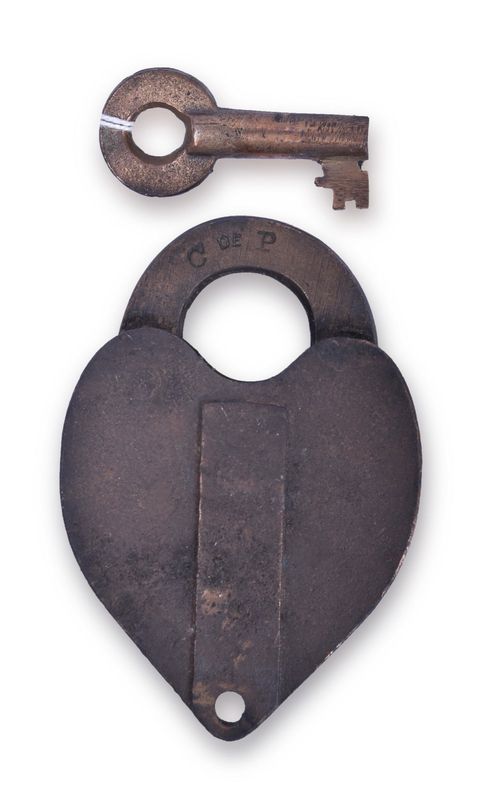 Bohannan C De P Brass Heart Shaped Lock w/ Key (1 of 4)