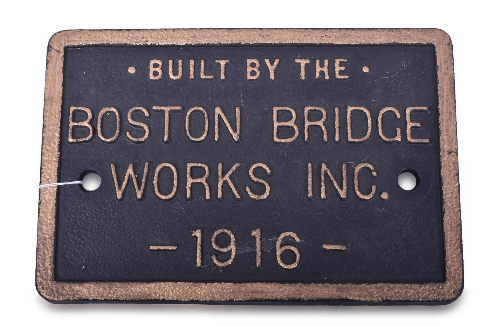Boston Bridge Works Inc. 1916 Cast Iron Builders Plate (1 of 2)