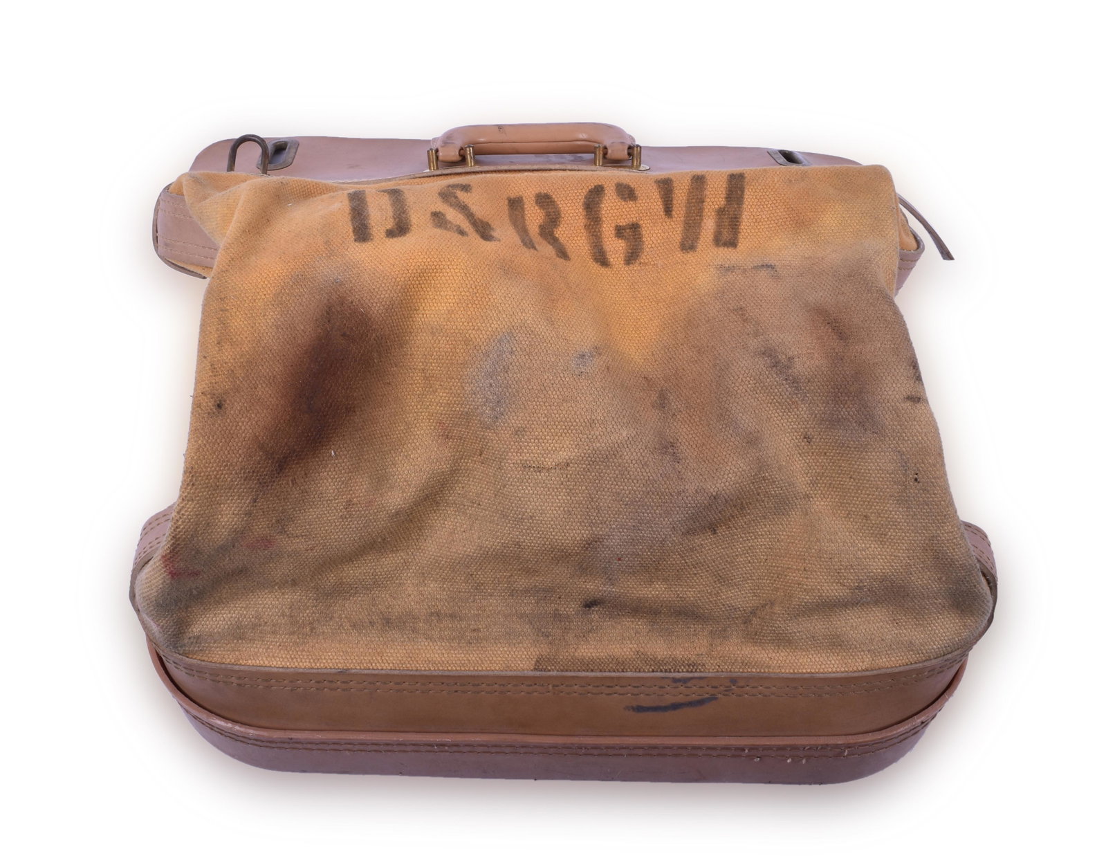 Denver and Rio Grande Western Can Pro Canvas No. 114: Denver and Rio Grande Western Can Pro Canvas No. 114 Bank Security Bag Bag is stencil marked with D&RGW on both sides. Bag is a Security Model No. 114. Bag shows some wear and staining, but no rips, t