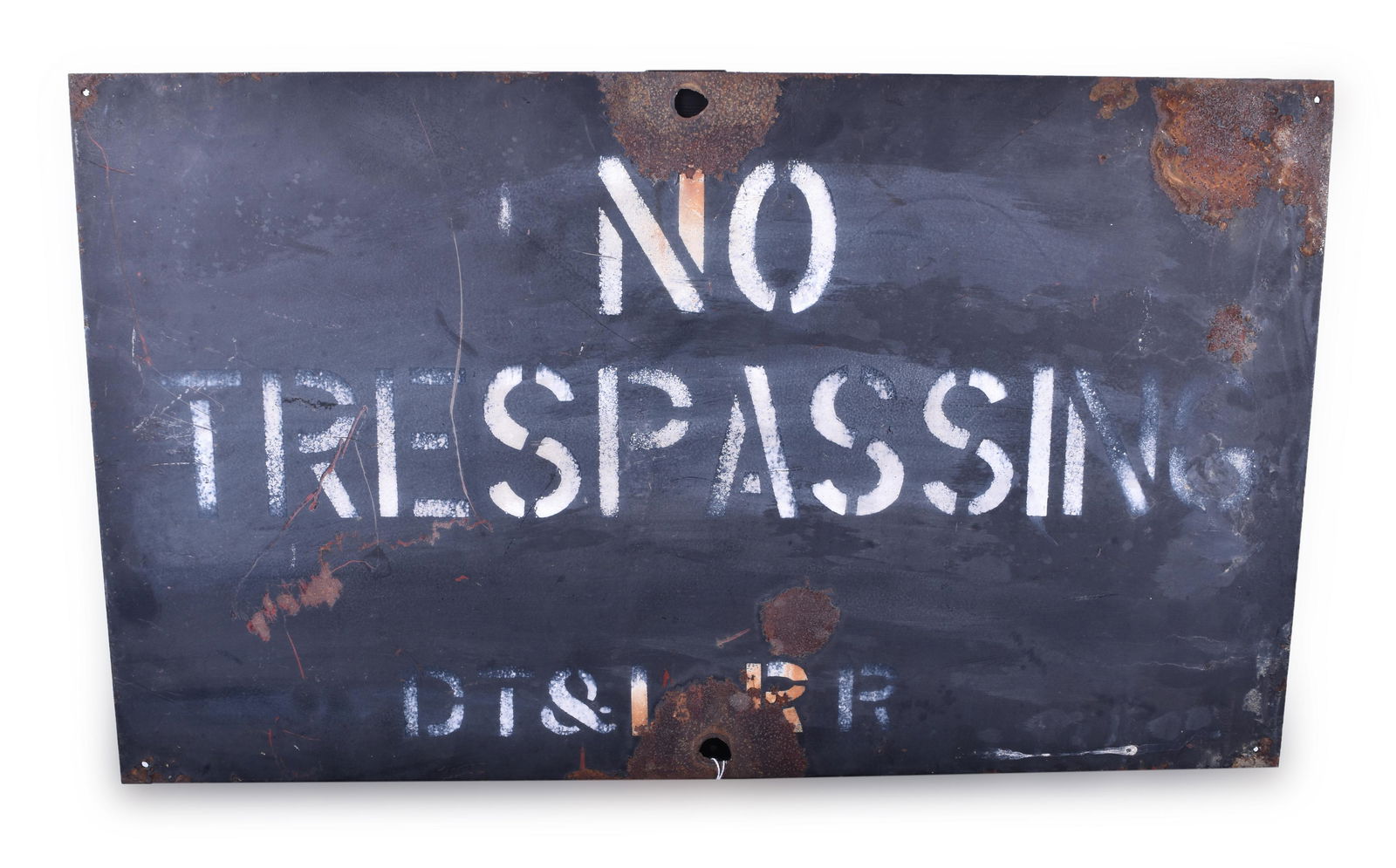 Detroit Toledo & Ironwood Railroad Steel No Trespassing (1 of 2)