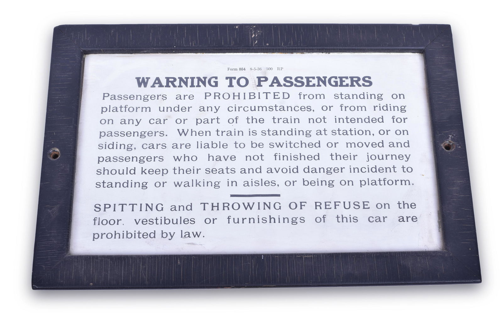 1936 "Warning to Passengers" Railroad Sign in Wooden (1 of 2)