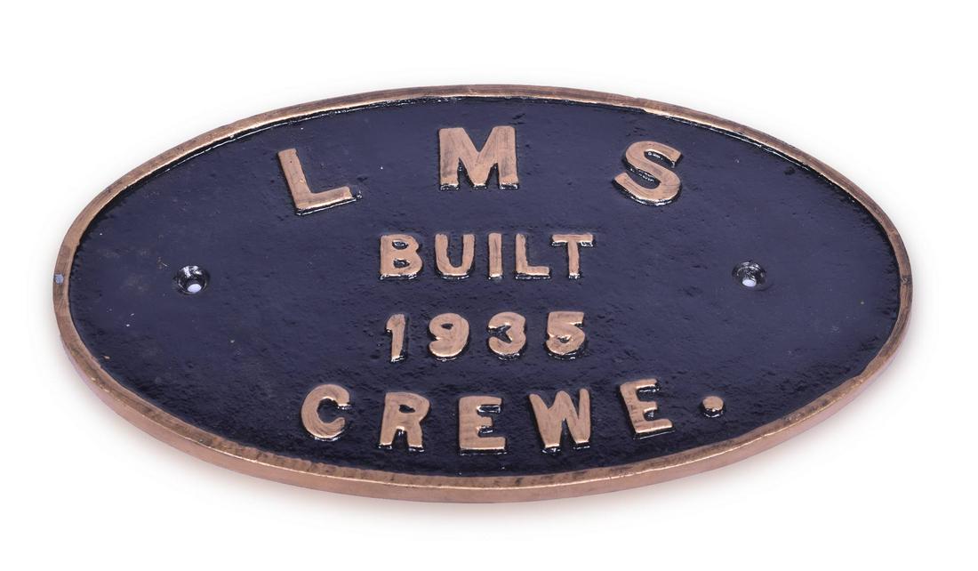 Reproduction Aluminum LMS Crewe 1935 Locomotive: Reproduction Aluminum LMS Crewe 1935 Locomotive Builders Plate Reproduction aluminum LMS railway Crewe 1935 builders plate. Plate measures 10 1/4" x 5 3/4"