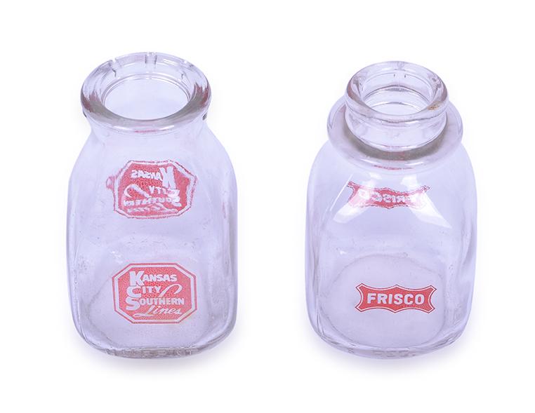 Frisco and Kansas City Southern Railroad Half Pint: Frisco and Kansas City Southern Railroad Half Pint Glass Milk Bottles Both bottles are nicely marked and clean. See photos for best description.