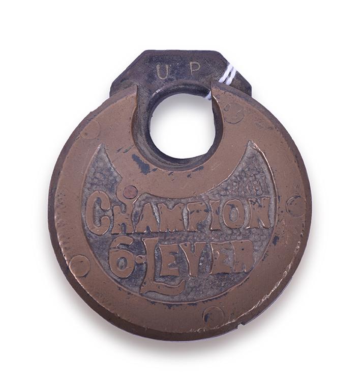 Union Pacific Railroad Champion 6 Lever Brass Pancake (1 of 2)