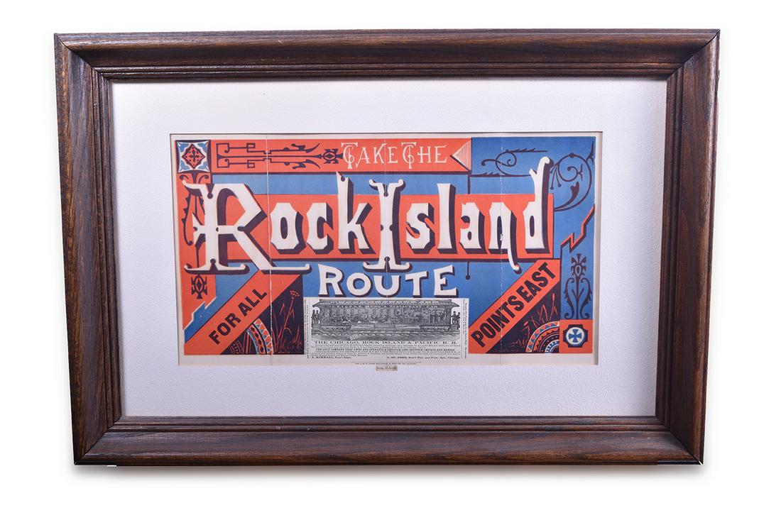 Rock Island Route 1879 Three Color Broadsheet Railroad (1 of 2)