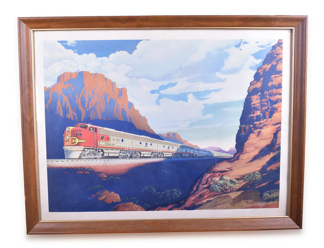 Santa Fe Railroad Victor Beals Framed Advertising (1 of 2)
