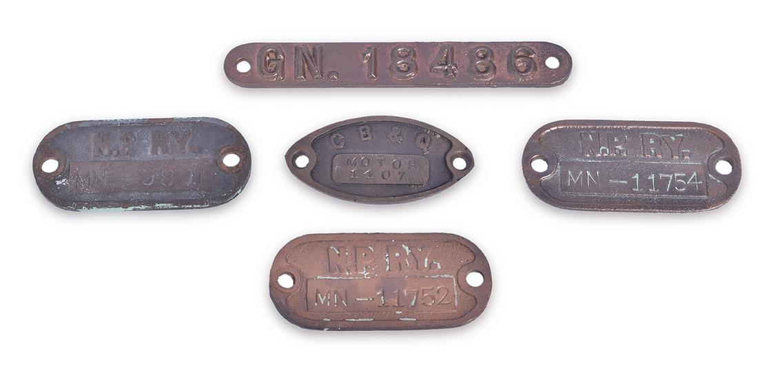 Five Brass Railroad Shop Number Plates - Northern (1 of 2)