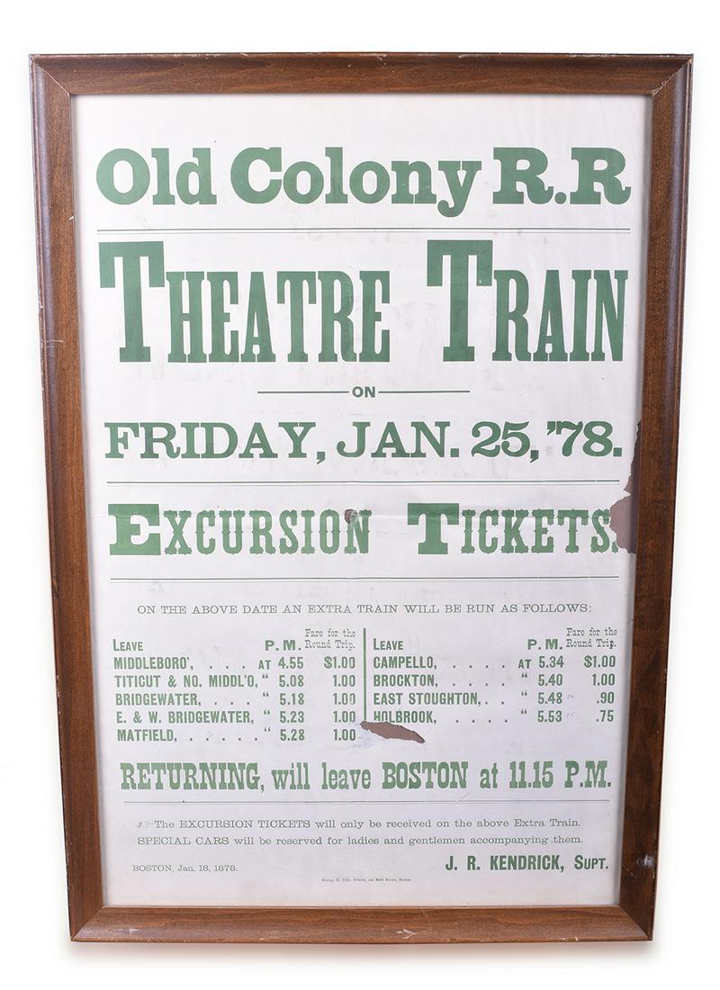 Old Colony Railroad 1878 Theater Train Advertising (1 of 3)