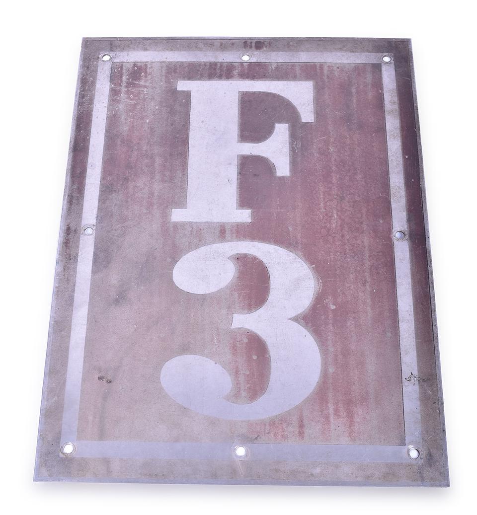 EMD / Electromotive F3 Stainless Steel Diesel: EMD / Electromotive F3 Stainless Steel Diesel Locomotive Model Designation Plate Plate measures 12" x 16" and has moderate fading of the enamel. Plate is otherwise in good condition with no damage to 
