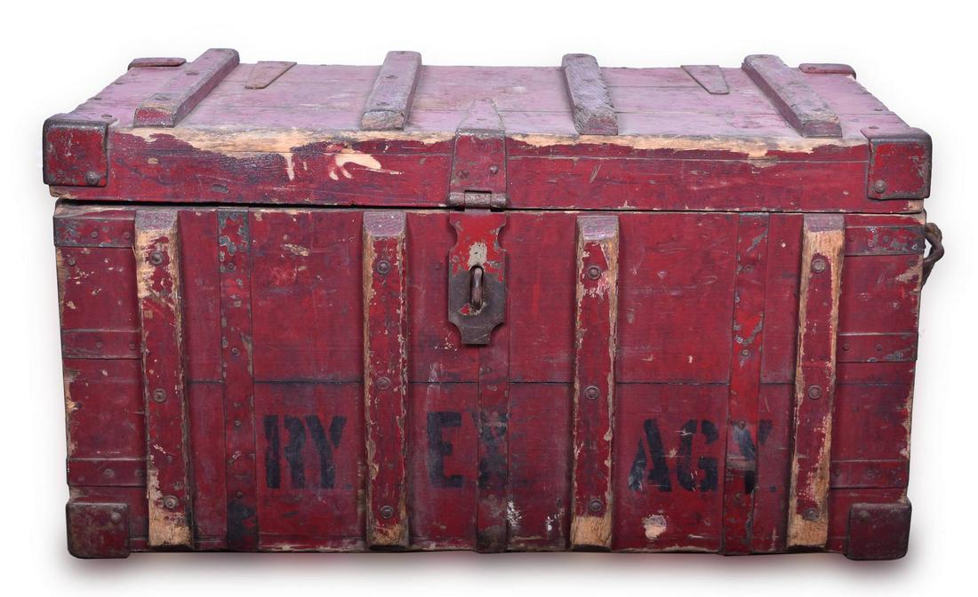 Railway Express Agency Agent Wooden Trunk w/ Contents (1 of 7)